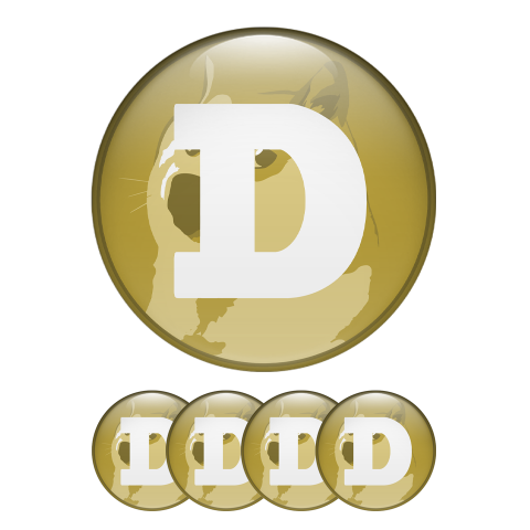 Dogecoin DOGE Crypto Domed 3D Stickers 