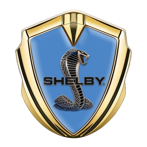 Ford Shelby Tuning Emblem Self Adhesive Gold Blue Steel Cobra