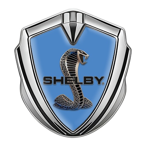 Ford Shelby Tuning Emblem Self Adhesive Silver Blue Steel Cobra