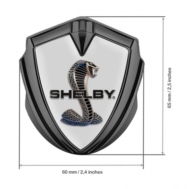 Ford Shelby Fender Metal Domed Emblem Graphite Grey Steel Cobra Logo