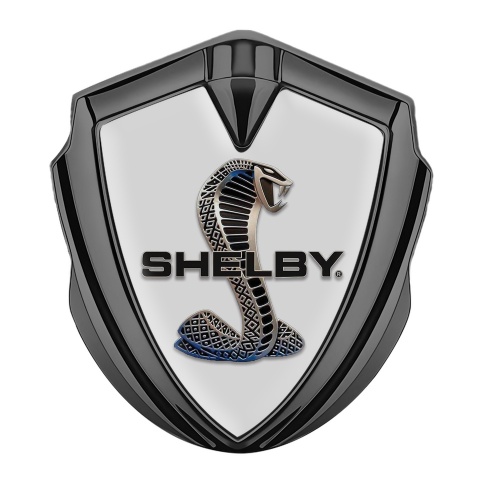 Ford Shelby Fender Metal Domed Emblem Graphite Grey Steel Cobra Logo