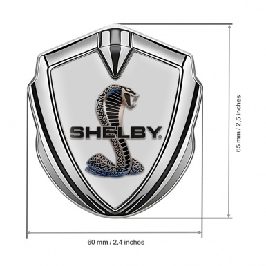 Ford Shelby Fender Metal Domed Emblem Silver Grey Steel Cobra Logo