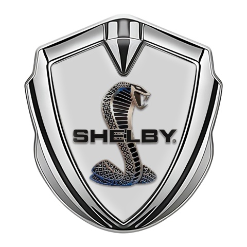 Ford Shelby Fender Metal Domed Emblem Silver Grey Steel Cobra Logo