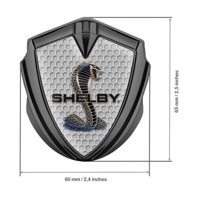 Ford Shelby Bodyside Domed Emblem Graphite Grey Honeycomb Cobra Logo