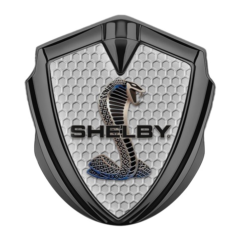 Ford Shelby Bodyside Domed Emblem Graphite Grey Honeycomb Cobra Logo