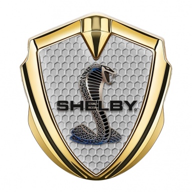 Ford Shelby Bodyside Domed Emblem Gold Grey Honeycomb Cobra Logo