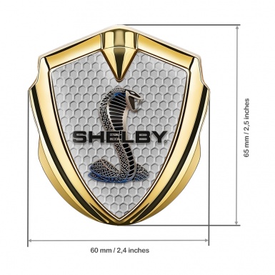 Ford Shelby Bodyside Domed Emblem Gold Grey Honeycomb Cobra Logo