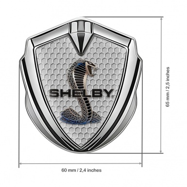 Ford Shelby Bodyside Domed Emblem Silver Grey Honeycomb Cobra Logo