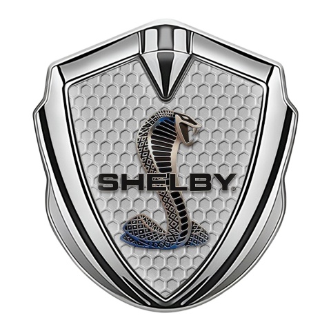 Ford Shelby Bodyside Domed Emblem Silver Grey Honeycomb Cobra Logo