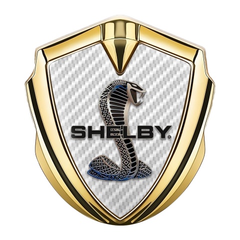 Ford Shelby Fender Emblem Badge Gold White Carbon Cobra Logo