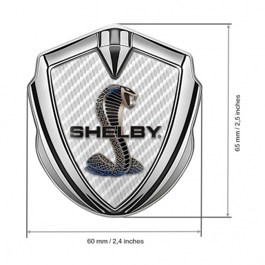 Ford Shelby Fender Emblem Badge Silver White Carbon Cobra Logo