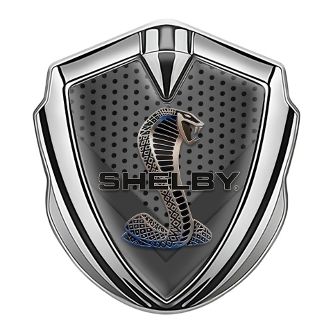 Ford Shelby Trunk Emblem Badge Silver Dark Grate V Shapes Cobra Logo
