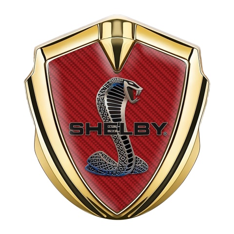 Ford Shelby Trunk Metal Emblem Badge Gold Red Carbon Steel Cobra