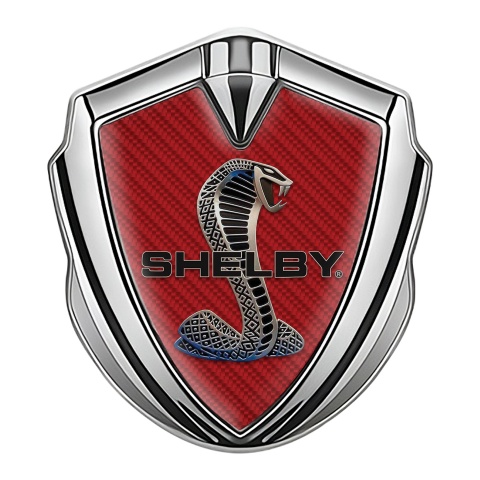 Ford Shelby Trunk Metal Emblem Badge Silver Red Carbon Steel Cobra