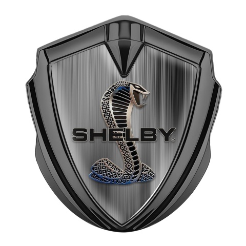 Ford Shelby Tuning Emblem Self Adhesive Graphite Brushed Alloy Cobra Logo