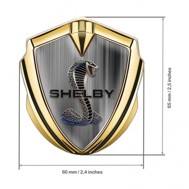 Ford Shelby Tuning Emblem Self Adhesive Gold Brushed Alloy Cobra Logo