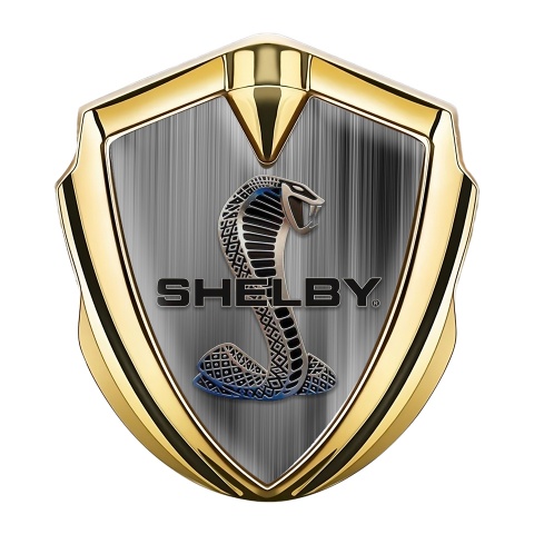 Ford Shelby Tuning Emblem Self Adhesive Gold Brushed Alloy Cobra Logo