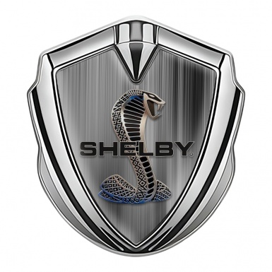 Ford Shelby Tuning Emblem Self Adhesive Silver Brushed Alloy Cobra Logo