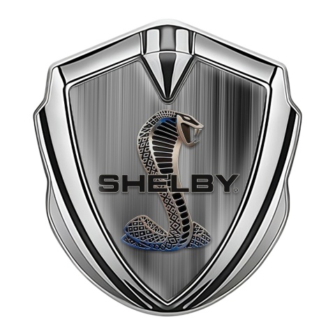 Ford Shelby Emblem Abzeichen Silbertonfarbe mit Matte Legierung Design und Kobra Logo