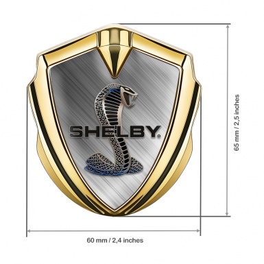 Ford Shelby Fender Metal Domed Emblem Gold Stroked Plate Cobra Logo