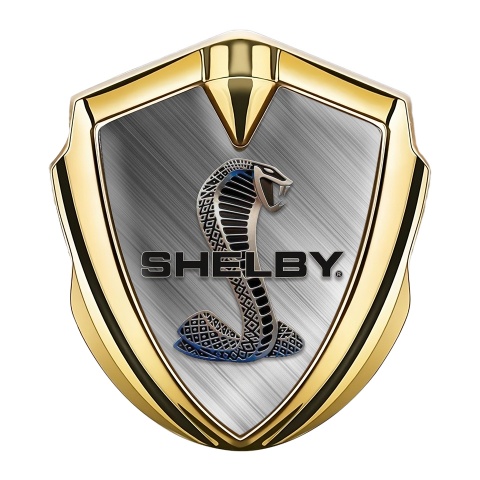 Ford Shelby Fender Metal Domed Emblem Gold Stroked Plate Cobra Logo