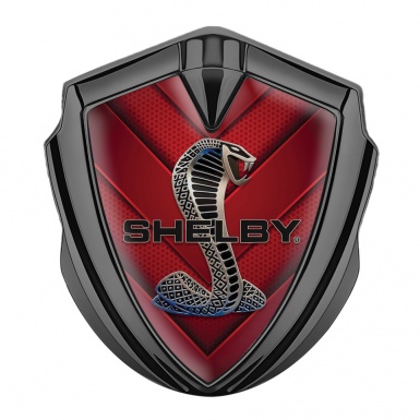 Ford Shelby Trunk Emblem Badge Graphite Red V Shaped Hex Cobra Motif