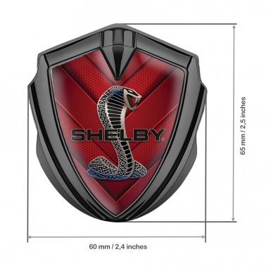 Ford Shelby Trunk Emblem Badge Graphite Red V Shaped Hex Cobra Motif