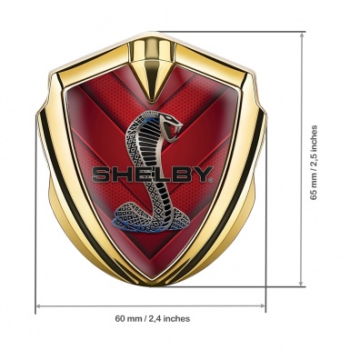 Ford Shelby Trunk Emblem Badge Gold Red V Shaped Hex Cobra Motif