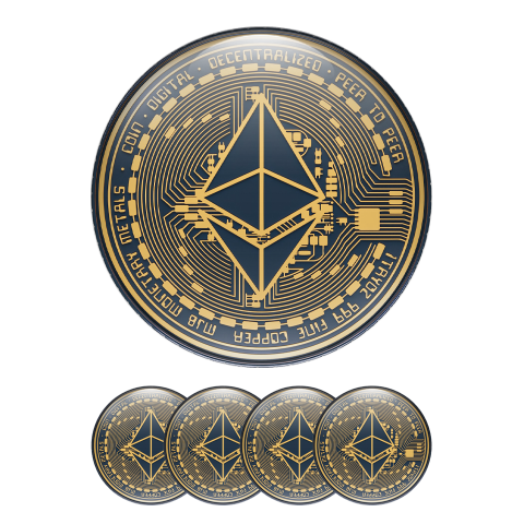 Ethereum ETH Crypto Domed Stickers Black Yellow