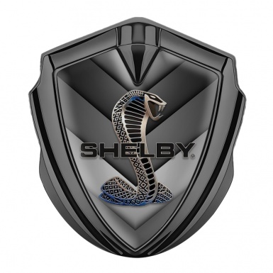 Ford Shelby Bodyside Domed Badge Graphite Grey V Shapes Cobra Motif