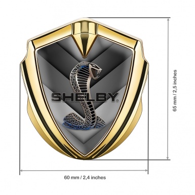 Ford Shelby Bodyside Domed Badge Gold Grey V Shapes Cobra Motif