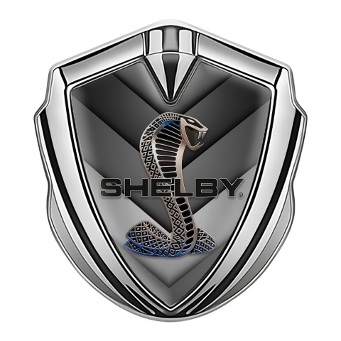 Ford Shelby Bodyside Domed Badge Silver Grey V Shapes Cobra Motif