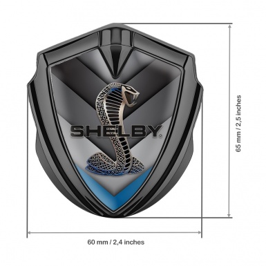 Ford Shelby Fender Emblem Badge Graphite Blue V Shaped Facet Cobra Logo
