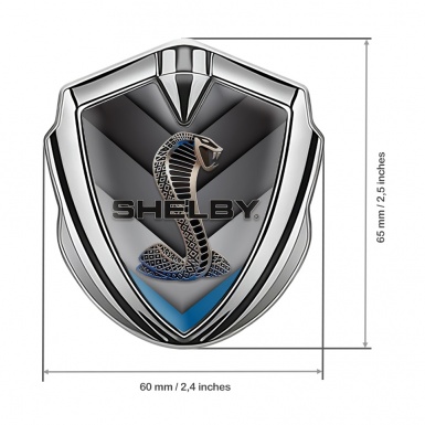 Ford Shelby Fender Emblem Badge Silver Blue V Shaped Facet Cobra Logo