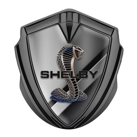 Ford Shelby Fender Metal Domed Emblem Graphite Cross Plates Cobra Logo