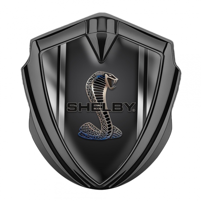 Ford Shelby Trunk Metal Emblem Badge Graphite Metallic Bounds Cobra Motif