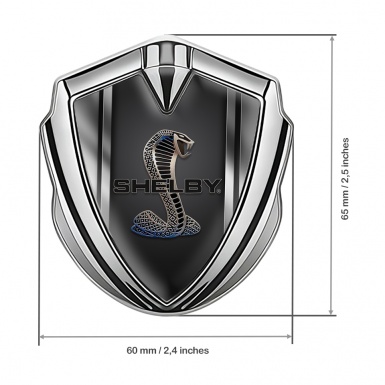 Ford Shelby Trunk Metal Emblem Badge Silver Metallic Bounds Cobra Motif
