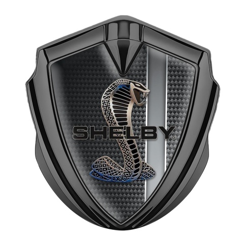 Ford Shelby 3D Car Metal Domed Badge Graphite Dark Carbon Sport Stripe