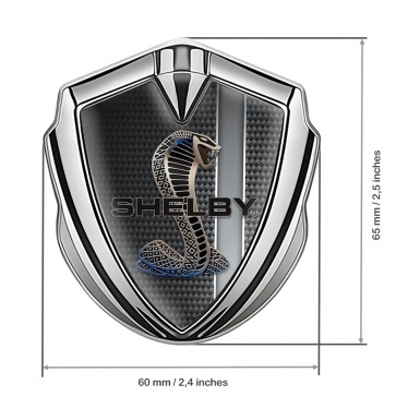 Ford Shelby 3D Car Metal Domed Badge Silver Dark Carbon Sport Stripe