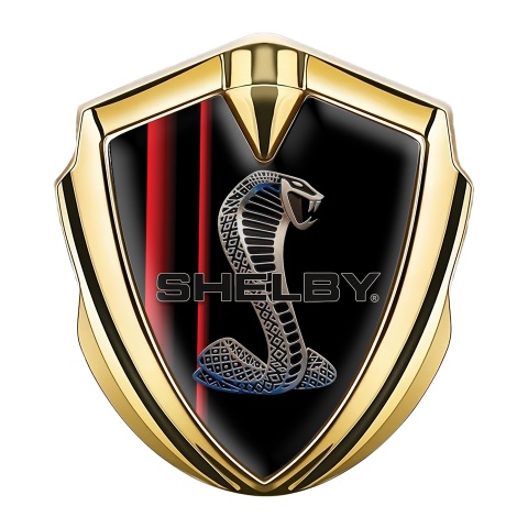Ford Shelby Trunk Emblem Badge Gold Black Red Elements Cobra Logo