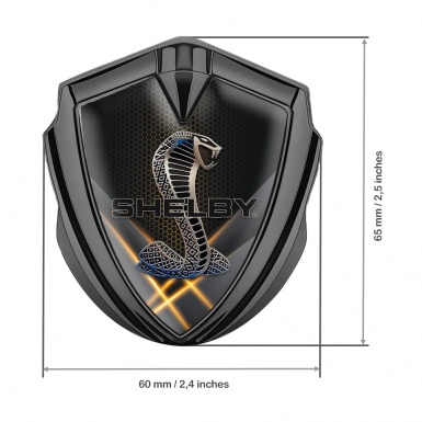 Ford Shelby 3D Car Metal Domed Emblem Graphite Hex Orange Glow Edition
