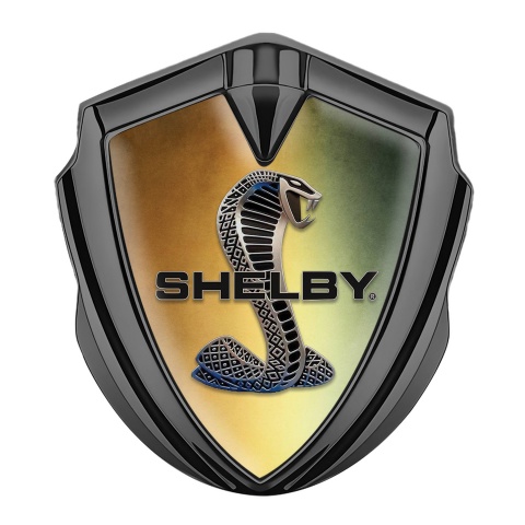 Ford Shelby Bodyside Domed Emblem Graphite Rusty Gradient Cobra Motif