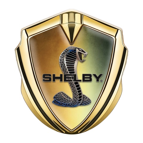 Ford Shelby Bodyside Domed Emblem Gold Rusty Gradient Cobra Motif