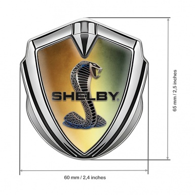 Ford Shelby Bodyside Domed Emblem Silver Rusty Gradient Cobra Motif