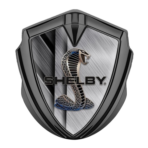 Ford Shelby Bodyside Badge Self Adhesive Graphite Metal Alloy Cobra Logo