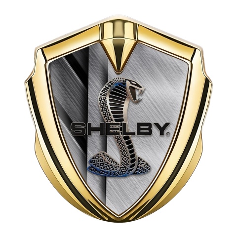 Ford Shelby Bodyside Badge Self Adhesive Gold Metal Alloy Cobra Logo