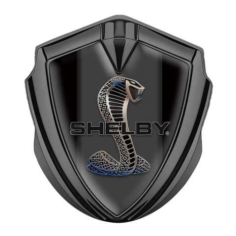 Ford Shelby Self Adhesive Bodyside Emblem Graphite Black Base Metal Cobra