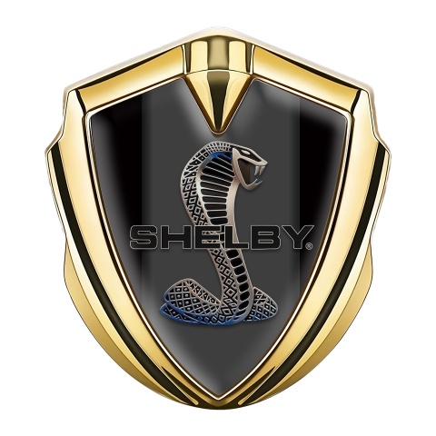 Ford Shelby Self Adhesive Bodyside Emblem Gold Black Base Metal Cobra