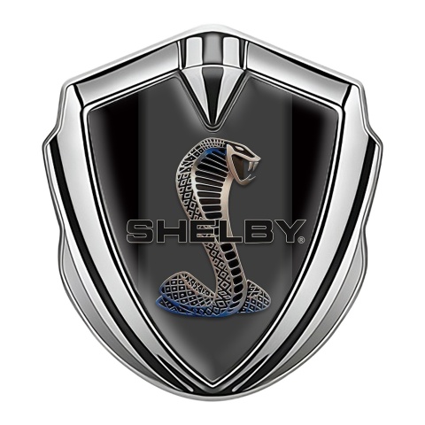 Ford Shelby Self Adhesive Bodyside Emblem Silver Black Base Metal Cobra