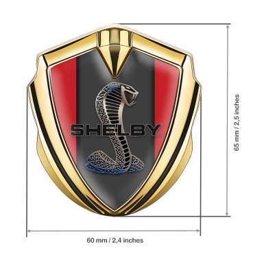 Ford Shelby Metal Emblem Self Adhesive Gold Red Base Cobra Motif